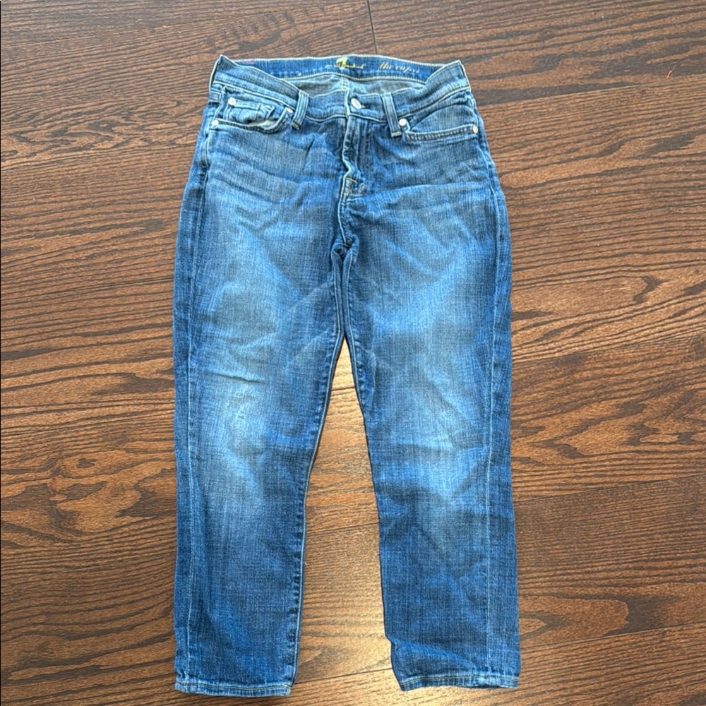 7 For All Mankind Blue Ankle & Cropped Jeans gentely worn